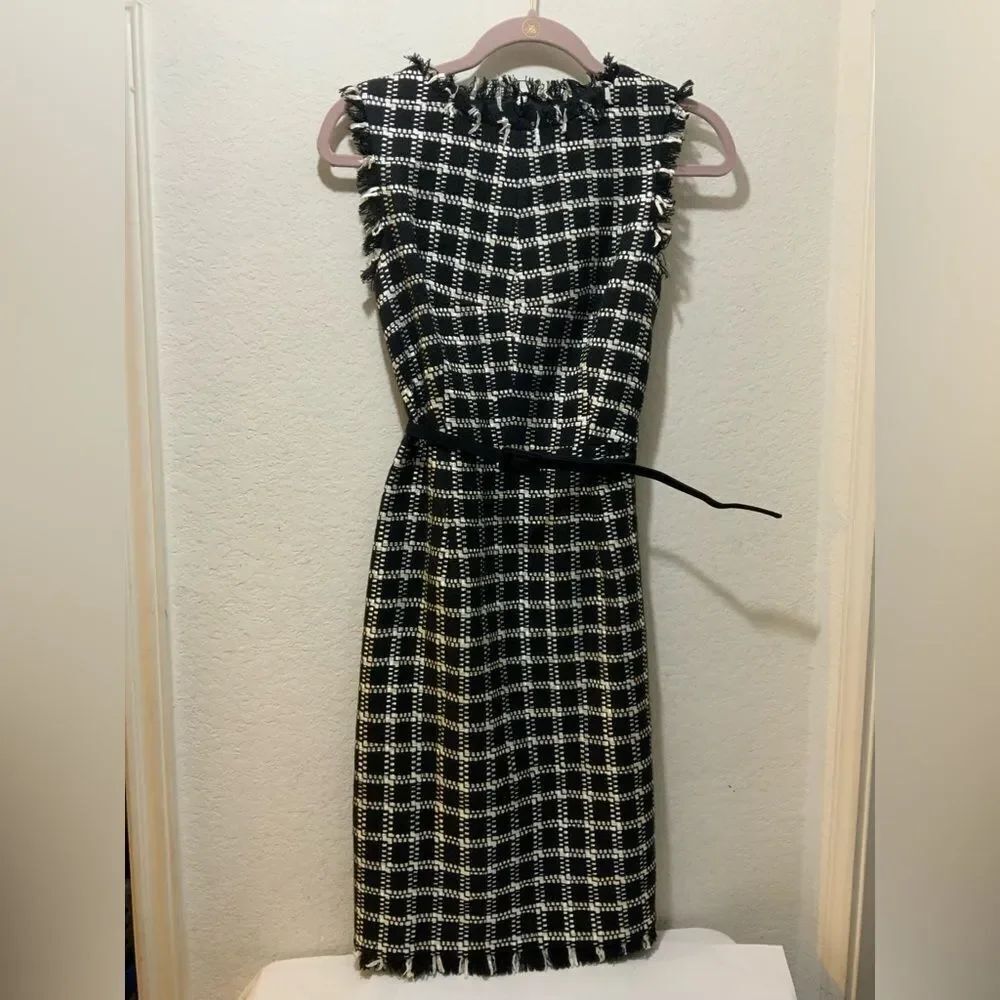 Carolina Herrera NY Women Wool Dress Sleeveless Black Sz 6 Made In Italy NWOT